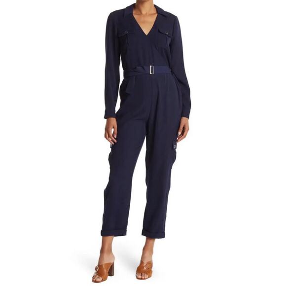 Ted Baker Flan Belted Long Sleeve Utility Romper Jumpsuit Navy Blue, Size 8 - Picture 3 of 11
